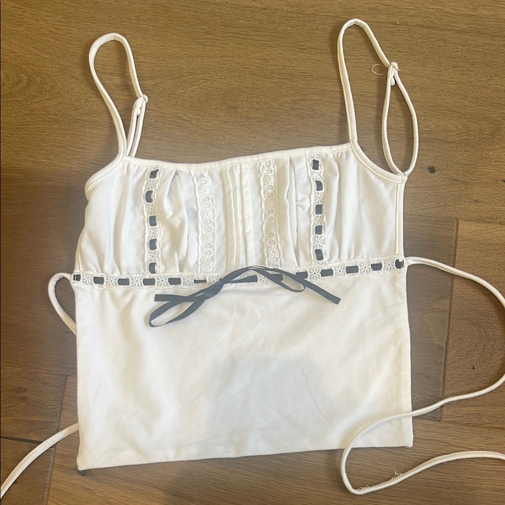 Edikted White Camisole with Black Ribbon Detail